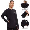 imageBASSDASH Womens UPF 50 Long Sleeve Fishing Hoodie Shirt with Pocket Sun Protection Lightweight Hooded Shirts FS04WBlackYellow Logo