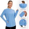 imageBASSDASH Womens UPF 50 Long Sleeve Fishing Hoodie Shirt with Pocket Sun Protection Lightweight Hooded Shirts FS04WCarolinaWhite Logo