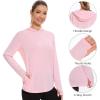 imageBASSDASH Womens UPF 50 Long Sleeve Fishing Hoodie Shirt with Pocket Sun Protection Lightweight Hooded Shirts FS04WPinkWhite Logo