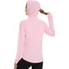imageBASSDASH Womens UPF 50 Long Sleeve Fishing Hoodie Shirt with Pocket Sun Protection Lightweight Hooded Shirts FS04WPinkWhite Logo