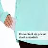 imageBASSDASH Womens UPF 50 Long Sleeve Fishing Hoodie Shirt with Pocket Sun Protection Lightweight Hooded Shirts FS04WSeafoamVivid Blue Logo