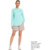 imageBASSDASH Womens UPF 50 Long Sleeve Fishing Hoodie Shirt with Pocket Sun Protection Lightweight Hooded Shirts FS04WSeafoamVivid Blue Logo
