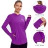 imageBASSDASH Womens UPF 50 Long Sleeve Fishing Hoodie Shirt with Pocket Sun Protection Lightweight Hooded Shirts FS04WVioletWhite Logo