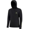 imageBASSDASH Mens UPF 50 Drawstring Fishing Hoodie Shirts UV Sun Protection Long Sleeve Outdoor Hiking Hooded TShirts FS33MBlackYellow Logo