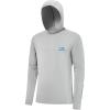 imageBASSDASH Mens UPF 50 Drawstring Fishing Hoodie Shirts UV Sun Protection Long Sleeve Outdoor Hiking Hooded TShirts FS33MCool GreyVivid Blue Logo