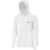 imageBASSDASH Mens UPF 50 Drawstring Fishing Hoodie Shirts UV Sun Protection Long Sleeve Outdoor Hiking Hooded TShirts FS33MWhiteVivid Blue Logo