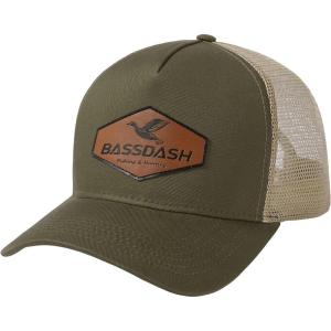 imageBASSDASH Trucker Hat Embroidered Patch Adjustable Baseball Cap Mesh Back Fishing HatArmy GreenMallard