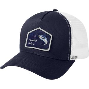 imageBASSDASH Trucker Hat Embroidered Patch Adjustable Baseball Cap Mesh Back Fishing HatNavyJumping Marlin