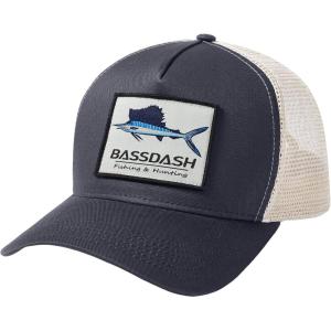 imageBASSDASH Trucker Hat Embroidered Patch Adjustable Baseball Cap Mesh Back Fishing HatSteel GreyMarlin