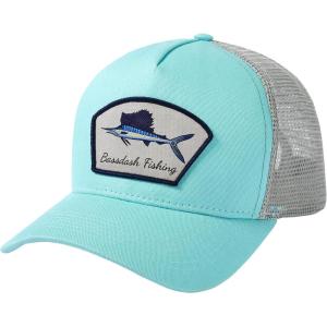 imageBASSDASH Trucker Hat Embroidered Patch Adjustable Baseball Cap Mesh Back Fishing HatTurquoiseMarlin