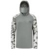 imageBASSDASH Mens UPF 50 Camo Hoodie Shirt with Mask Long Sleeve Sun Protection Neck Gaiter Hooded Tee for Fishing HikingAsh GreyAsh Green Camo