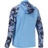 imageBASSDASH Mens UPF 50 Camo Hoodie Shirt with Mask Long Sleeve Sun Protection Neck Gaiter Hooded Tee for Fishing HikingCarolinaBlue Camo