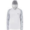 imageBASSDASH Mens UPF 50 Camo Hoodie Shirt with Mask Long Sleeve Sun Protection Neck Gaiter Hooded Tee for Fishing HikingWhiteLight Grey Camo