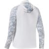 imageBASSDASH Mens UPF 50 Camo Hoodie Shirt with Mask Long Sleeve Sun Protection Neck Gaiter Hooded Tee for Fishing HikingWhiteLight Grey Camo