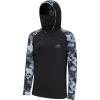 imageBASSDASH Mens UPF 50 Camo Hoodie Shirt with Mask Long Sleeve Sun Protection Neck Gaiter Hooded Tee for Fishing HikingBlackSplash Black