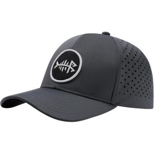 imageBASSDASH UPF 50 Quick Dry Baseball Cap Water Resistant Laser Cut Mesh Snapback Hat for Men Women Fishing Hiking FH14Dark Grey