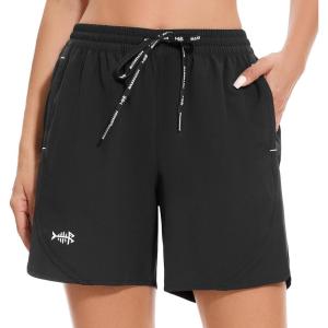 imageBASSDASH Womens 5 Fishing Shorts UPF 50 Water Resistant Quick Dry Athletic Hiking Shorts with Pockets FP05WBlack