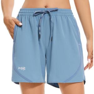 imageBASSDASH Womens 5 Fishing Shorts UPF 50 Water Resistant Quick Dry Athletic Hiking Shorts with Pockets FP05WNiagara Blue