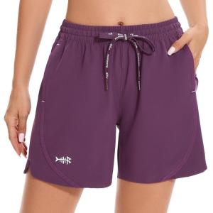 imageBASSDASH Womens 5 Fishing Shorts UPF 50 Water Resistant Quick Dry Athletic Hiking Shorts with Pockets FP05WPrune Purple