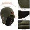 imageBASSDASH Soft Fleece 2in1 Hat with Ski Mask Ear Flap Ice Fishing Hunting Beanie for Men Women Cold Weather WinterArmy Green