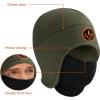 imageBASSDASH Soft Fleece 2in1 Hat with Ski Mask Ear Flap Ice Fishing Hunting Beanie for Men Women Cold Weather WinterArmy Green