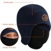 imageBASSDASH Soft Fleece 2in1 Hat with Ski Mask Ear Flap Ice Fishing Hunting Beanie for Men Women Cold Weather WinterNavy Blue