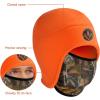 imageBASSDASH Soft Fleece 2in1 Hat with Ski Mask Ear Flap Ice Fishing Hunting Beanie for Men Women Cold Weather WinterOrange  Autumn Forest