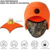 imageBASSDASH Soft Fleece 2in1 Hat with Ski Mask Ear Flap Ice Fishing Hunting Beanie for Men Women Cold Weather WinterOrange  Autumn Forest
