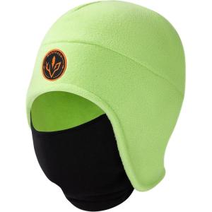 imageBASSDASH Soft Fleece 2in1 Hat with Ski Mask Ear Flap Ice Fishing Hunting Beanie for Men Women Cold Weather WinterLight Green