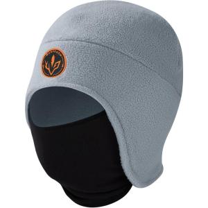 imageBASSDASH Soft Fleece 2in1 Hat with Ski Mask Ear Flap Ice Fishing Hunting Beanie for Men Women Cold Weather WinterLight Grey