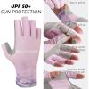 imageBASSDASH ALTIMATE UPF 50 Womens Fishing Gloves UV Sun Protection Fingerless Gloves for Kayaking Paddling Hiking Cycling Driving Shooting TrainingPink Digital Gradient