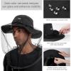 imageBASSDASH UPF 50 Mosquito Sun Hat with Hidden Head Net and Neck Flap for Men Women Outdoor Fishing Hiking CampingBlack
