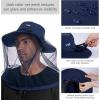 imageBASSDASH UPF 50 Mosquito Sun Hat with Hidden Head Net and Neck Flap for Men Women Outdoor Fishing Hiking CampingNavy Blue