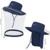 imageBASSDASH UPF 50 Mosquito Sun Hat with Hidden Head Net and Neck Flap for Men Women Outdoor Fishing Hiking CampingNavy Blue