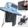 imageBASSDASH UPF 50 Sun Fishing Hat Water Resistant with Detachable Neck FlapBlue Ink Camo