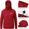 imageBASSDASH Youth Fishing Fleece Hoodie with Mask Water Resistant Kids Performance Sweatshirt FS18YRed