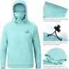 imageBASSDASH Youth Fishing Fleece Hoodie with Mask Water Resistant Kids Performance Sweatshirt FS18YSeafoam