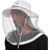 imageBASSDASH UPF 50 Mosquito Sun Hat with Hidden Head Net and Neck Flap for Men Women Outdoor Fishing Hiking CampingWhite