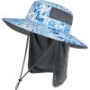 imageBASSDASH UPF 50 Sun Fishing Hat Water Resistant with Detachable Neck FlapBlue Ink Camo