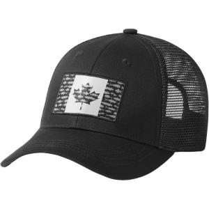 imageBASSDASH Altimate Fishing Hat Mesh Back for Men Women Adjustable Baseball Trucker CapBlack Fish Maple Flag