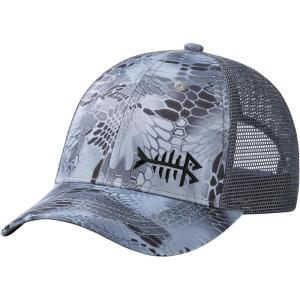 imageBASSDASH Altimate Fishing Hat Mesh Back for Men Women Adjustable Baseball Trucker CapGrey Hexagonal Scales