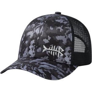 imageBASSDASH Altimate Fishing Hat Mesh Back for Men Women Adjustable Baseball Trucker CapNight Digital Camo