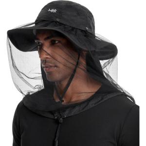 imageBASSDASH UPF 50 Mosquito Sun Hat with Hidden Head Net and Neck Flap for Men Women Outdoor Fishing Hiking CampingBlack