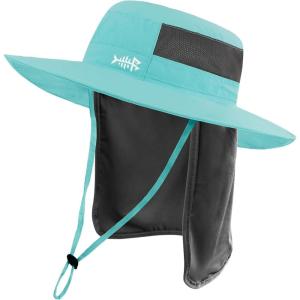 imageBASSDASH UPF 50 Sun Fishing Hat Water Resistant with Detachable Neck FlapTurquoise