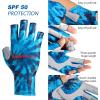 imageBASSDASH ALTIMATE Fishing Gloves Sun Protection Fingerless Hunting UPF 50 Mens Womens UV GlovesBlue Dyed Print