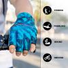 imageBASSDASH ALTIMATE Fishing Gloves Sun Protection Fingerless Hunting UPF 50 Mens Womens UV GlovesBlue Dyed Print