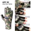 imageBASSDASH ALTIMATE Fishing Gloves Sun Protection Fingerless Hunting UPF 50 Mens Womens UV GlovesJungle Camo