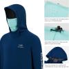 imageBASSDASH Mens Fishing Fleece Hoodie with Neck Gaiter Water Resistant Performance Hunting Sweatshirt FS18MDark BlueSeafoam