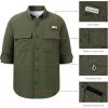 imageBASSDASH Mens Performance Fishing Hiking Shirt UPF 50 Button Down Long Sleeve Quick Dry FS21MOlive Green