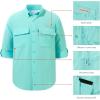 imageBASSDASH Mens Performance Fishing Hiking Shirt UPF 50 Button Down Long Sleeve Quick Dry FS21MSeafoam